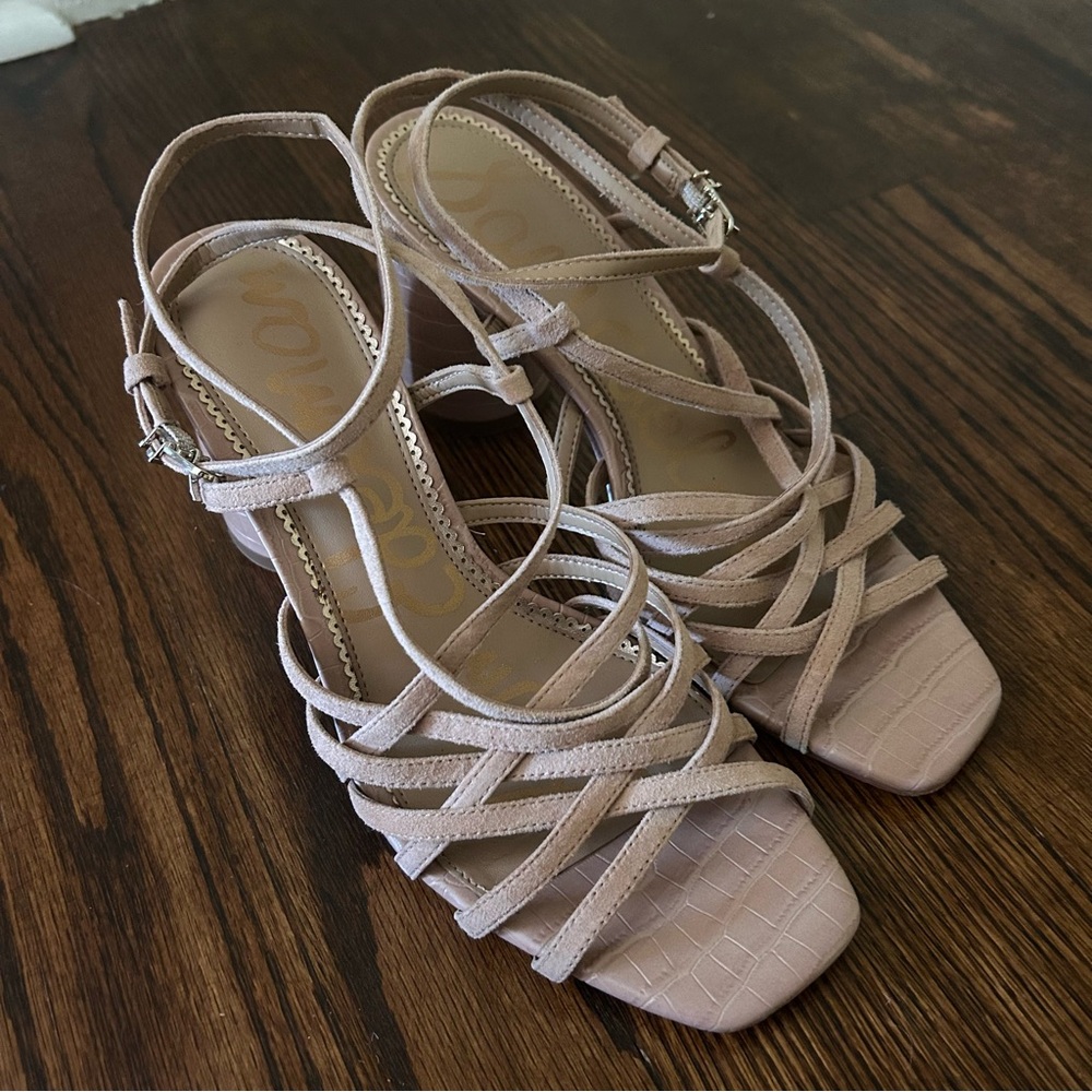 Sam Edelman Daffodil Nude Tan Strappy Woven Sandals Size 8